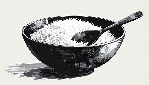 Nourishment with rice bowl and simplicity.