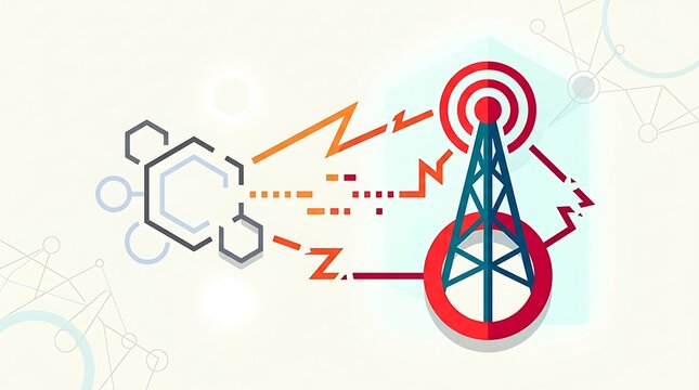 Wireless network tower transmitting data signals to digital hub
