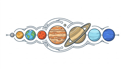 Colorful illustration of the solar system planets. © Zadar
