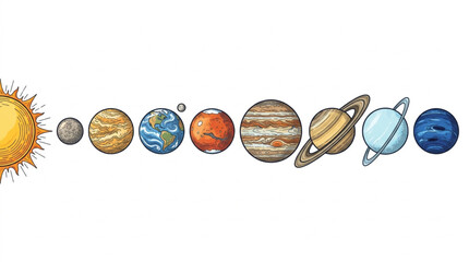 Colorful illustration of the solar system planets. © Zadar