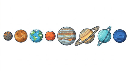 Colorful illustration of the solar system planets. © Zadar