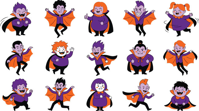 set of funny cartoon people