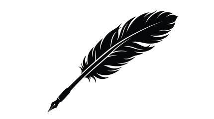 Black feather quill isolated on white © Jerin