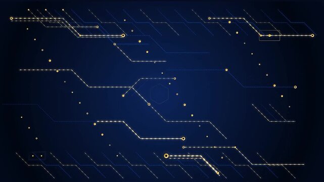 Luxury Gold Printed Electronic Substrate Background Featuring Intricate Digital Circuit Patterns