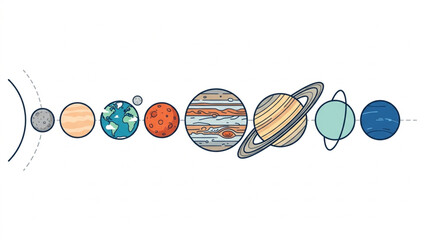 Colorful illustration of the solar system planets. © Sadar
