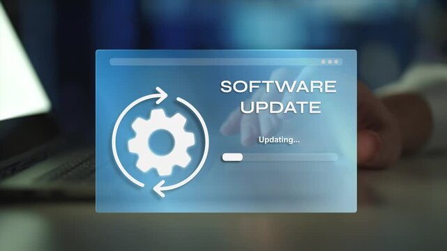 Software update, mouse cursor clicking on update,  digital skills improvement, competitive advantage, continuous learning
