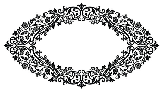 Black floral oval frame border