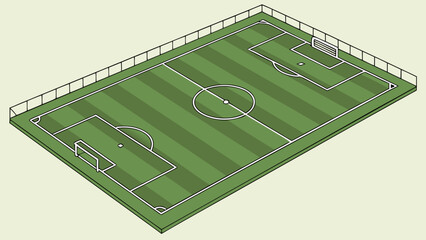 Isometric soccer field illustration. Top view of a football pitch with grass texture. © Asifa