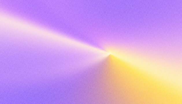 Abstract soft purple and yellow glowing wavy line grainy gradient background, complementary colors banner for copy space