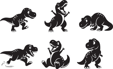 Obraz premium Set of Tyrannosaurus. Hand drawn vector illustration