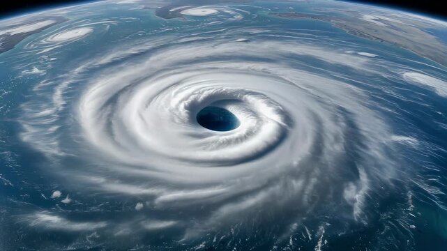 Firefly captures a massive hurricane swirling powerfully over the ocean showcasing nature's breathtaking force
