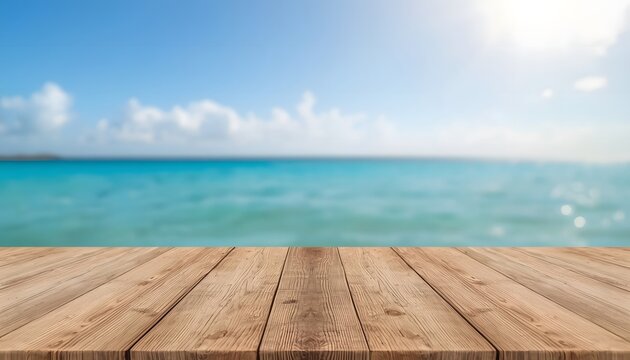 wooden table and blue sky