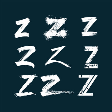 Set Of Graffiti Letter Z, Modern Logo Concept, Rough Spray Paint Hand Drawn Letter Mark for Fresh Branding, Street Art, Trendy Stock Vector - Illustration.