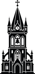 Fototapeta premium Spooky halloween castle silhouette gothic architecture for creepy decorations party themes and haunting visual designs