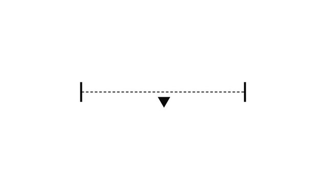 horizontal line measuring distance animation on white background with alpha channel. Horizontal dot line measuring distance animation.