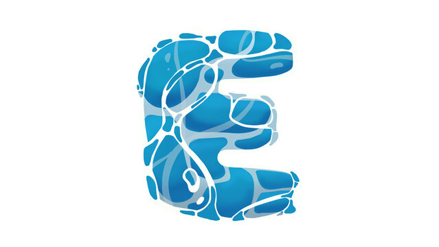 The Uppercase Letter 'E' Composed of and Filled with the Clear Blue, Caustic-Patterned Texture of Pool Water