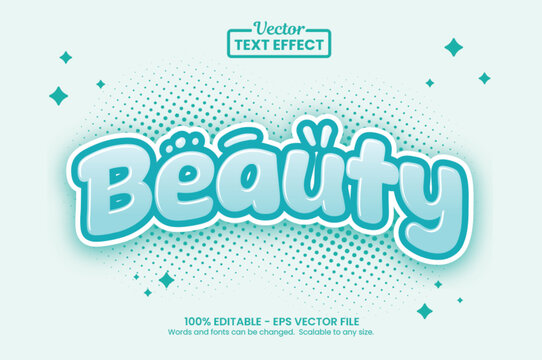 Editable Cute Cyan Mint Vector Text Effect Graphic Style Template for Beauty Brand Sticker and Poster