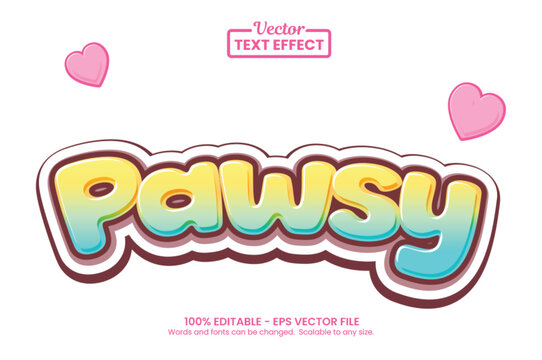 Editable Cute Yellow Cyan Gradient Vector Text Effect Graphic Style Template for Pet Care Sticker and Poster
