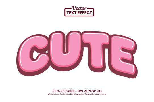 Editable Soft Pink Cute Vector Text Effect Graphic Style Template for Kids Sticker Greeting Card and Birthday