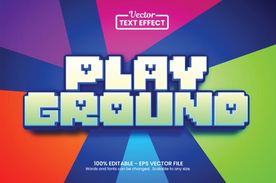 3D pixel game text effect, editable playground block typography vector style