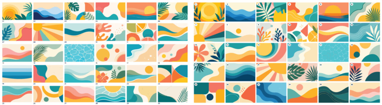 Abstract Geometric Mid Century Pattern Collection Colorful Modern Background Design