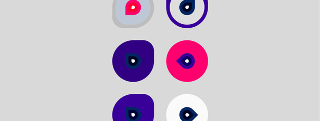 Obraz premium Abstract circles, varying colors, pink, purple, white. Geometric shapes present simple design, modern aesthetic.