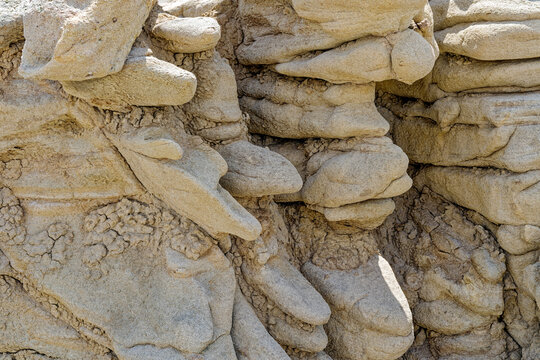 Layered sandstone formations at Fantasy Canyon Recreation Site near Vernal, Utah, USA