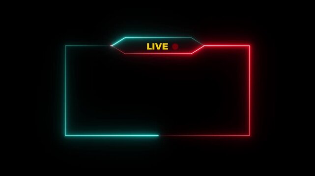 Glowing neon streaming live Stream overlay motion graphics.Abstract neon gaming live streaming frame animation.media player or streaming service video concept icon on transparent background.