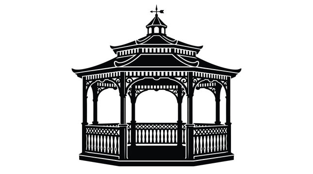Black gazebo icon on white