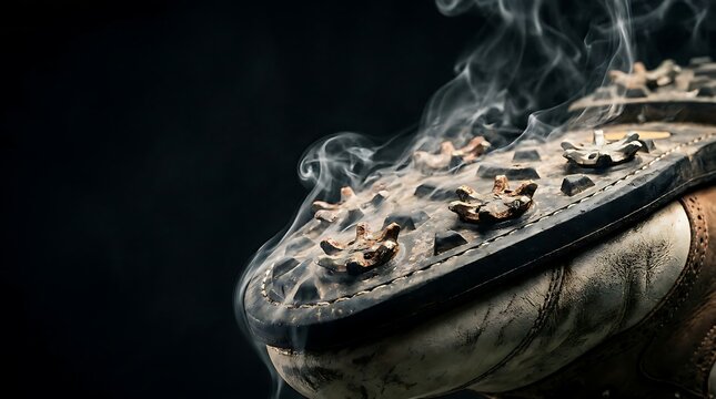 Close-up of a smoldering incense burner with rising smoke and glowing embers