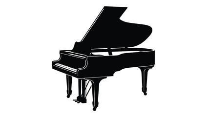 Black grand piano isolated on white © Minal