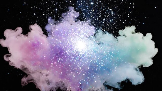 Colorful Smoke Explosion & Glowing Sparkling Particles Background