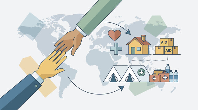 Humanitarian Aid and Crisis Support Concept Illustration