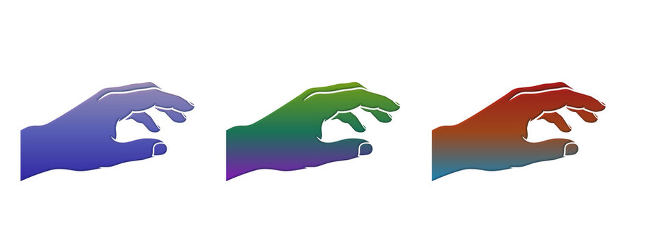 Three colorful human hands reaching in gradient style