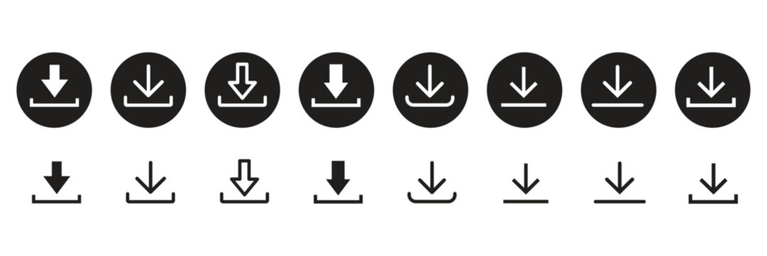 Modern download and upload icon buttons set. Download and upload icon. Files download and upload icons symbol in line and flat style