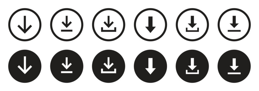 Download and upload icon buttons set. Download and upload icon. Files download and upload icons symbol in line and flat style on white background. Vector illustration. download upload button icon set