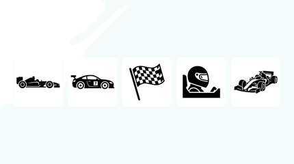 Obraz premium Set of formula one racing and motorsport icons