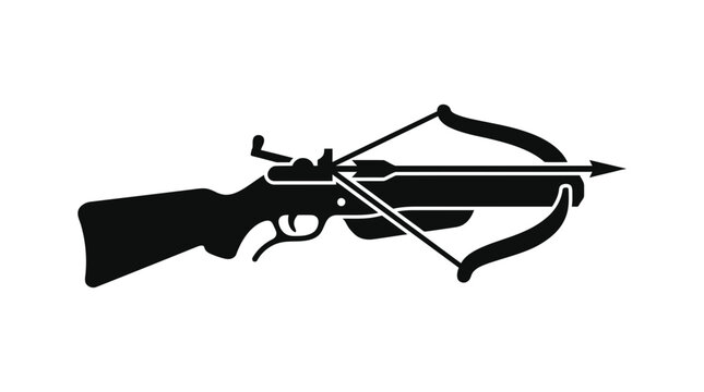 Black silhouette of a modern crossbow weapon with an arrow.