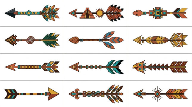 Colorful Tribal Arrow Designs in Various Styles.