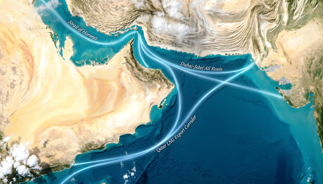 Ocean currents map in the Arabian Sea and Indian Ocean showing marine circulation patterns