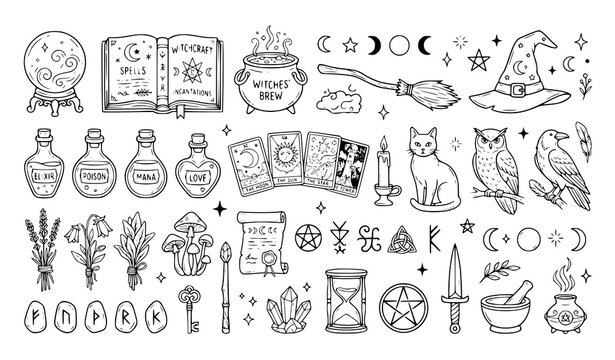 Legendary Magic and Mystical Elements Outline Icon Pack