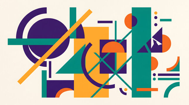 Bold geometric shapes in split complementary colors