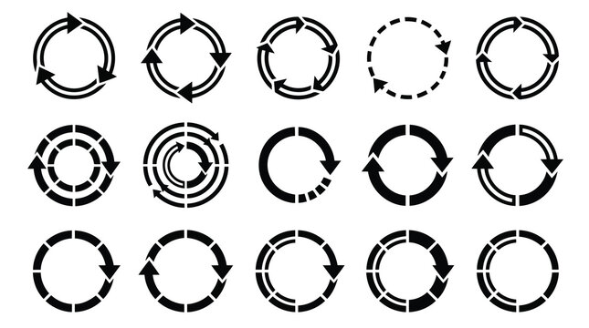 Black loading animation icons
