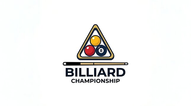 Billiard championship logo design with rack and cue sticks for tournament branding and sports event promotion