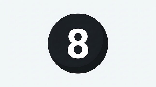 Minimalist Round Icon Featuring the Number Eight for Digital Interface Design and Numerical Representation