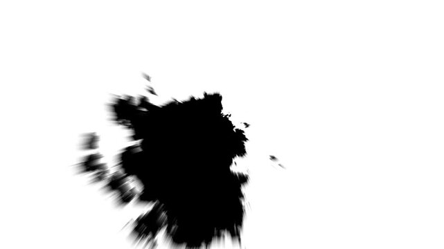 Abstract black and white ink burst transition with watercolor splatter flowing brush strokes fluid art overlay, organic ink bloom alpha matte reveal cinematic expanding stain 4K footage