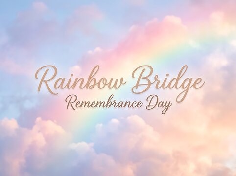 Beautiful pastel rainbow sky background with elegant text for remembrance day celebration event