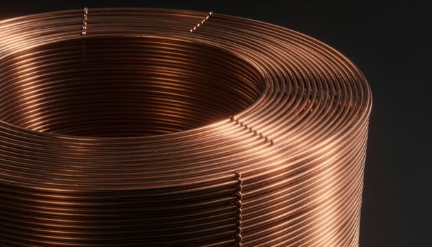 Coiled Copper Wire Spool Close-up