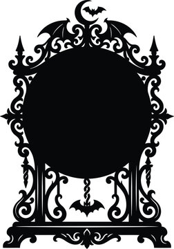 Elegant halloween mirror frame spooky gothic design for hauntingly chic halloween decorations and party props