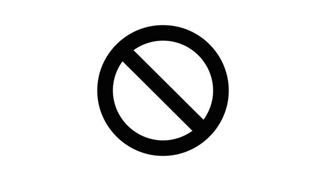 A black circular prohibition symbol with a diagonal slash on a white background.